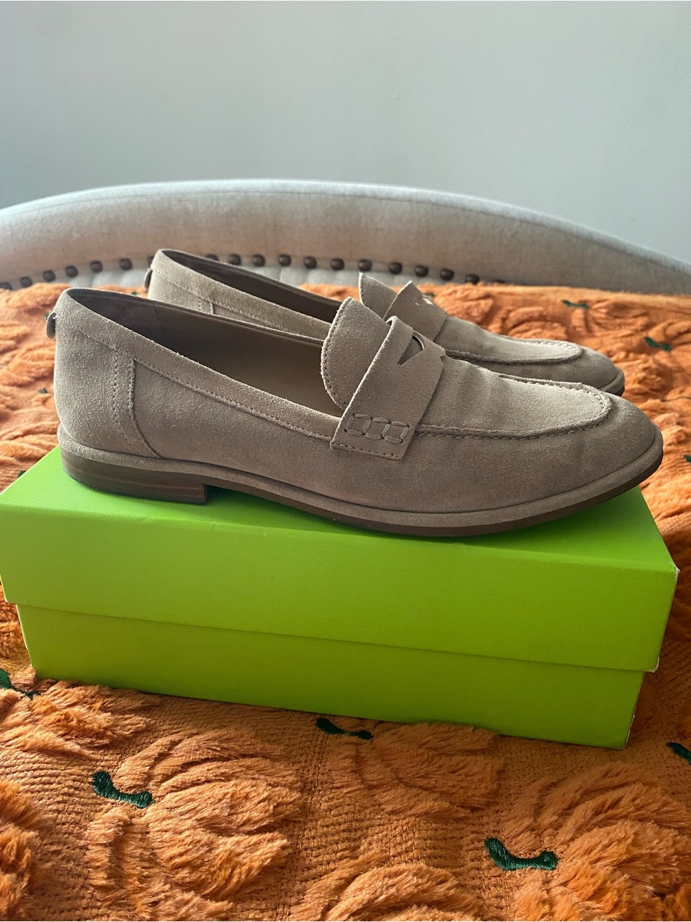 Sam Edelman Taupe Suede Penny Loafers